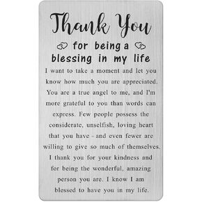 Metal Engraved Card - Thank You Gifts for Women Men - Appreciation Gifts for Friends - Thank You for Being A Blessing Card - Apprecation Gift Ideas