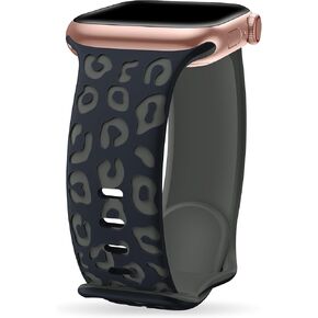 Upgraded Leopard Engraved Band Compatible with Apple Watch Band 38mm 40mm 41mm Women, Two-Tone Dimensional Sport Wristbands Designed for women for iWatch Ultra/Ultra 2 Series 9 8 7 6 5 4 3 2 1 SE