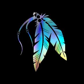 Native Feathers Decal Vinyl Sticker Auto Car Truck Wall Laptop | Holographic | 4" x 5.5"