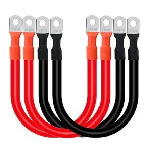 1 Ft 2pcs 2 AWG Battery Cable, Pure Copper Battery Inverter Wire Cable Replacement for RV, Solar, Car, Boat, Marine, Heavy Duty 5/16" Lugs