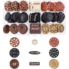 Mandala Crafts Large Wooden Buttons for Crafts – Carved Wood Buttons – Assorted Craft Buttons for Sweaters Decorative Buttons Sewing
