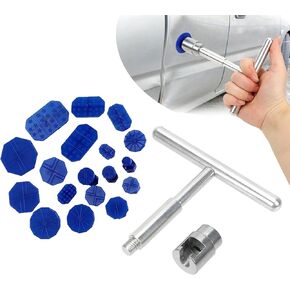 19 PCS Car Dent Repair Puller, Dent Separator Suction Cup Puller Repair Kit with T-Shape Puller, Paint-Free Body Dent Hail Damage Repair, Universal Accessory for Most Car Models (Blue)