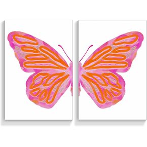 DFAIUY Trendy Preppy Posters Set of 2 Pink Butterfly,Blue Lucky Pictures For Girls Bedroom Funky Disco Ball Decoration Wall Art,Feed Your Heart Positive Quotes Canvas Print Decor 12x16in Unframed in Saudi Arabia