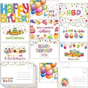 Zonon 45 Pieces Birthday Postcards for Students Double-Sided Birthday Note Cards Greeting Cards Assortment for Birthday Present Anniversary Party