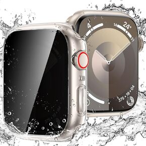 [2 Pack] Goton Waterproof Privacy Case for Apple Watch Series 9 8 7 45mm, Hard PC Bumper with HD [True 28°Anti Spy] Private Tempered Glass Screen Protector for iWatch Cover Accessories Women Men