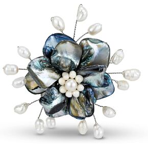 AeraVida Stunning Flower of the Ocean Seashell and Cultured Freshwater Pearl Floral Brooch Pin | Handmade Brooch for Women | Brooch for Women | Bride Bridesmaid Wedding Brooch or Pin | Wedding Brooch