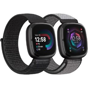 AVOD Nylon Bands Compatible with Fitbit Versa 4/Sense 2/Versa 3/Fitbit Sense, Soft Breathable Sport Adjustable Replacement Strap Women Man Wristband Accessories
