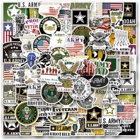 U.S. Army Stickers,100 PCS United States Army Pride Stickers for Water Bottles, Laptops, Suitcases,Skateboards,Cars,Perfect Gifts for Army Veteran, Military Fans,Adults,Teens and Kids