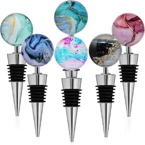 6Pcs Wine Bottle Stoppers, Decorative Wine Stoppers with Beautiful Art Glass Beverage Bottle Stoppers For Gifts, Bar, Party, Wedding Wine Corks