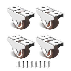 Caster Wheels Rigid Fixed Non Swivel Casters, Top Plate Fixed Caster, Rubber casters (4Pcs, 1.5 Inch)