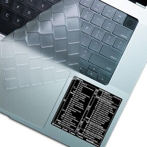 Afterplug AirCover Keyboard Cover + Mac OS Shortcuts Sticker, Ultra Thin Keyboard Protector for M2 MacBook Air 13'/15' (A2681 A2941) and M1 M2 M3 MacBook Pro 14'/16' (A2442 A2779 A2485 A2780) | Clear