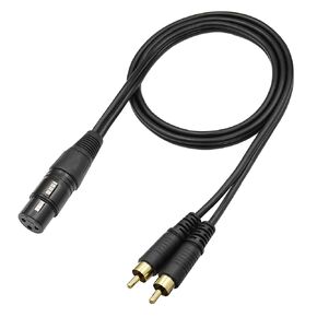 QIANRENON XLR Female to Dual RCA Male Stereo Splitter Cable 3-Pin XLR to 2 RCA Mono Y Splitter Conversion Extension Audio Cable,for Mixer Amplifier KTV Equipment Audio,1m/3.2ft