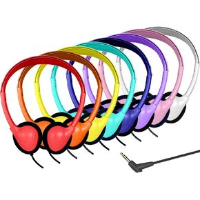 Ladont Bulk Headphones for Classroom School, Multi Color Wired Headphones for Students Kids Children Teens Boy Girl, 3.5mm Jack for Chromebook Laptop PC Computer(50 Pack)