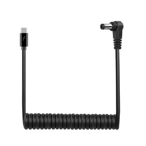 90 Degree Type C to DC Charging Cable, Type C USB C Male to DC 5.5X2.5mm Male Power Jack Notebook Charging Cable Coiled Spring Charging Cord, 12V 5A