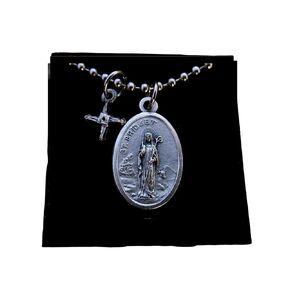 Saint Bridget Medal Necklace, Saint Bridget Cross Necklace, 30" Stainless Steel Ball Chain, Patron Saint Necklace, Irish Necklace, Embolic, Confirmation