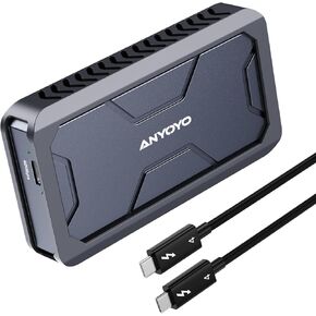 ANYOYO 40Gbps M.2 NVMe SSD Enclosure with Cooling Fan Dual-Bay SSD Enclosure Compatible Thunderbolt 3/4/USB 4.0, Support Dual Monitor 4K@60Hz Software RAID 2*USB C 40Gbps for MacBook pro/Air /M1/M2
