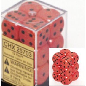 Chessex Dice d6 Sets: Fire Speckled - 16mm Six Sided Die (12) Block of Dice