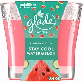 جرة شمعة Glade، معطر جو، ابق باردًا بالبطيخ، 3.4 أونصة in Kuwait