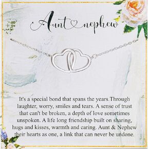 RareLove هدايا العمة من ابن أخ، عمة وابن أخ هدايا للعمة من ابن أخ 925 الفضة الاسترليني إنفينيتي المتشابكة قلادة القلب المزدوج عمة ابن أخ هدية قلادة عيد ميلاد العمة in Kuwait