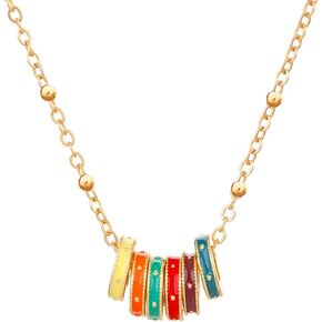 Enamel Necklace for Women, Vintage Trendy Necklace with Colored Circle Pendant,Adjustable Pendant 14K Gold Necklace Jewelry Everyday for Women and Girls