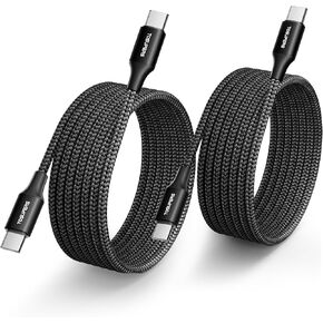 [10ft 2-Pack] Long USB C to USB C Cable Fast Charging 60W, PD Type C Charger Cord Nylon Compatible with Samsung Galaxy S23 S22 S21 S21+ S20 FE Note 20 Ultra Plus A80 5G, Pixel 7 6 Pro 6a 5 4 3 3a 2 XL in Kuwait