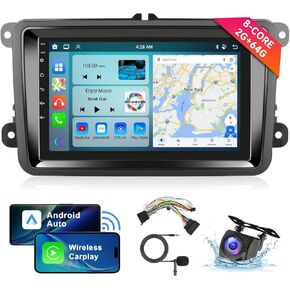(8Core 2+64G)- for VW Passat Jetta Seat Golf Skoda Polo Touran Android Car Stereo Wireless Carplay Android Auto, 7" HD 1024 * 600P IPS Touchscreen Car Radio GPS WiFi DSP Bluetooth SWC+ Backup Camera