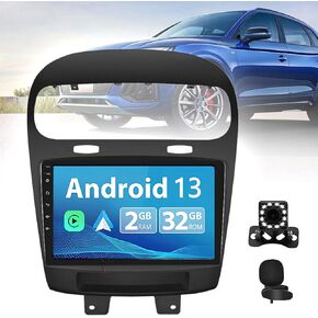 Dodge Journey GPS Navigation Radio Upgrade 2011-2020, Android 13 Stereo Replacement, 9" Touchscreen Car Stereo, Wireless Carplay/Android Auto, Bluetooth WiFi, Free Backup Camera, 2+32GB