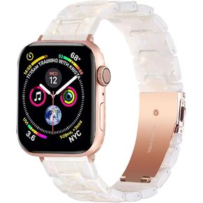 HOPO Compatible With Apple Watch Band 38mm 40mm 41mm 42mm 44mm 45mm 49mm Thin Light Resin Strap Bracelet With Stainless Steel Buckle Replacement For iWatch Series SE Series 9 8 7 Ultra 6 5 4 3 2 1 for Women Men