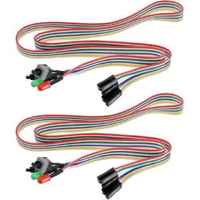 Create idea 2PCS PC Power Switch Button Cable Desktop Computer Case Motherboard On/Off/Reset/HDD Switch Cord Front Bezel Wire with Red Green LED Indicator Light