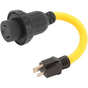 Nema 5-15P to L5-30R Household 15A to 30A Generator Adapter Cord, Generator 30 Amp to 15Amp Household Adapter Cable, Heavy Duty STW 10AWG Length= 1Foot