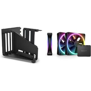 NZXT Vertical GPU Mounting Kit & H5 Flow Compact ATX Mid-Tower PC Gaming Case – High Airflow Perforated Front Panel - 2 x 120mm Fans Included – 280mm Radiator Support – Black