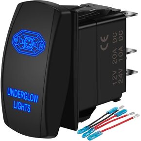 OTOMO LED Underglow Rock Light Rocker Switch 5-Pin مضيئة 20A/12V 10A/24V تشغيل/إيقاف تحت توهج مفاتيح الإضاءة مجموعة أسلاك القفز للسيارة على الطرق الوعرة شاحنة مركبة Ford ATV UTV RZR RV Pickup