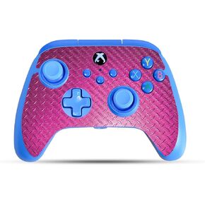 Carbon Fiber Gaming Skin Compatible with PowerA Xbox Series X|S Enhanced Wired Controller - Pink Diamond Plate - Premium 3M Vinyl Protective Wrap Decal Cover | Crafted in The USA by MightySkins