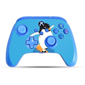 Carbon Fiber Gaming Skin Compatible with PowerA Xbox Series X|S Enhanced Wired Controller - Skater Penguin - Premium 3M Vinyl Protective Wrap Decal Cover | Crafted in The USA by MightySkins