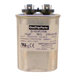 USA Run Capacitor 15 UF - 15 MFD 370 VAC Flat Oval