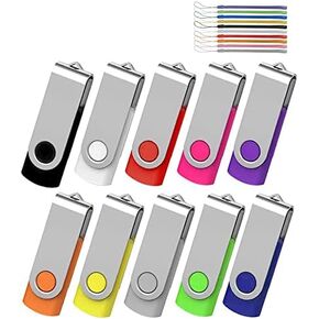AreTop 2GB USB Flash Drive 10 Pack 2GB Stick Pen Drive Memory Stick USB2.0 Pendrive 2GB Thumb Drive Bulk for Fold Date Storage Memoria USB 2GB (Bulk 10 PCS - Mixed Colors: Black/Blue/Purple/Green/Red)