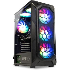 ViprTech Ghost Gaming PC Desktop Computer - AMD Ryzen 5 5600G (12-Core 4.4Ghz), RTX 3060 12GB, 16GB DDR4 RAM, 512GB NVMe SSD, VR-Ready, Streaming, WiFi, RGB, Windows 10, 1 Year Warranty, White