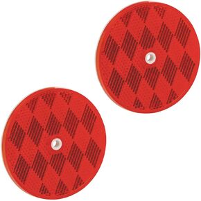 Bargman 74-68-010 Class A 3-3/16" Round Red Reflector with Center Mounting Hole - 2 Pack