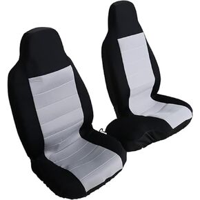 2Pcs Front Black & Gray Cloth 60/40 High Back Bench Seat Cover Compatible with Ford Ranger 2004 2005 2006 2007 2008 2009 2010 2011 2012 (without Console Sleeve)