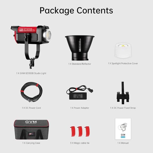 GVM Photography Lighting 300W Bi-Color Studio Lights with 45°Standard Reflector 65700Lux@1m CCT 2700~6800K 12Lighting Scenes App Control LED Video Light in Kuwait