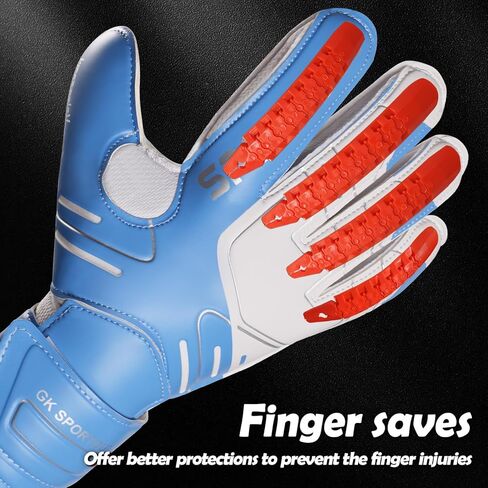 Sportout Youth&Adult Goalie Goalkeeper Gloves,Strong Grip for The Toughest Saves, with Fingerave& 4+3MM Latex to Give Splendid Protection to Prevent Injuries,4 Colors in Kuwait
