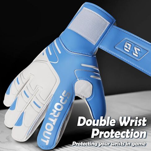 Sportout Youth&Adult Goalie Goalkeeper Gloves,Strong Grip for The Toughest Saves, with Fingerave& 4+3MM Latex to Give Splendid Protection to Prevent Injuries,4 Colors in Kuwait