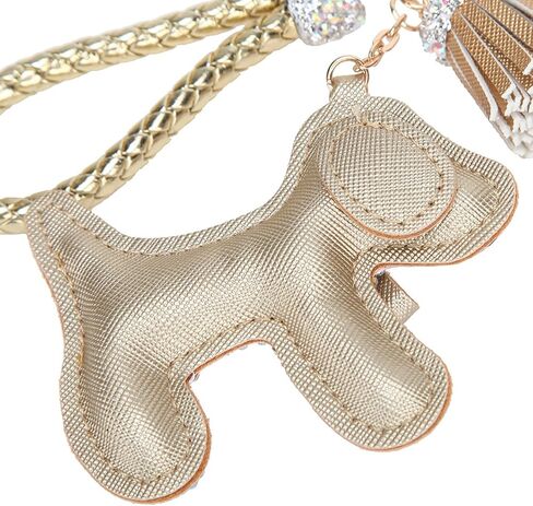 Fawziya Keychain Dog Bling Rhinestone Novelty Tassel Weave Wristlet Bag Charm For Women in Saudi Arabia