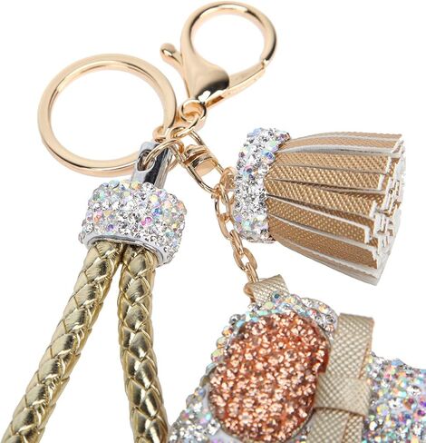 Fawziya Keychain Dog Bling Rhinestone Novelty Tassel Weave Wristlet Bag Charm For Women in Saudi Arabia