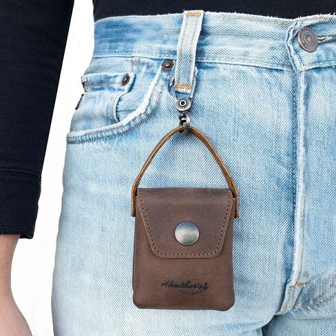 Heather's, Mini Purse Keychain for Women, Vintage Keyring Holder, Key Organizer, Full Grain Leather, Handmade, Bourbon Brown in Kuwait