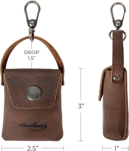 Heather's, Mini Purse Keychain for Women, Vintage Keyring Holder, Key Organizer, Full Grain Leather, Handmade, Bourbon Brown in Kuwait