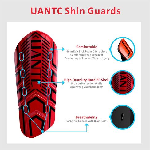 Uantc Shin Guards - واقيات الساق لكرة القدم تحمي الوسادة من الصدمات والإصابات - واقيات الساق الواقية من الساق للأطفال / البالغين - واقيات الساق للشباب لكرة القدم للأولاد والبنات in Saudi Arabia