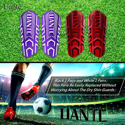 Uantc Shin Guards - واقيات الساق لكرة القدم تحمي الوسادة من الصدمات والإصابات - واقيات الساق الواقية من الساق للأطفال / البالغين - واقيات الساق للشباب لكرة القدم للأولاد والبنات in Saudi Arabia