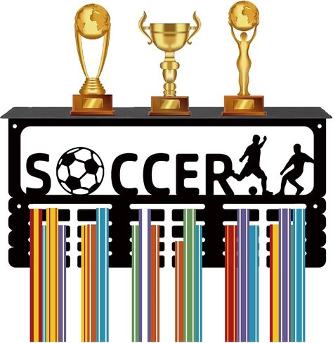 CREATCABIN Medal Trophy Holder Medal Hanger Display with Shelf Stand Sport Wall Mount Hold 70+ Medals for Gymnastics Dance Soccer Running Swimming Awards Rack 15.7x7.9Inch-Always Earned Never Given in Kuwait