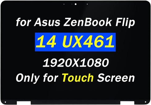 Replacement 14" for Asus ZenBook Flip 14 UX461 UX461U UX461UN UX461UA 1920x1080 FHD LCD Display Screen + Touch Digitizer + Bezel Frame Assembly in Saudi Arabia